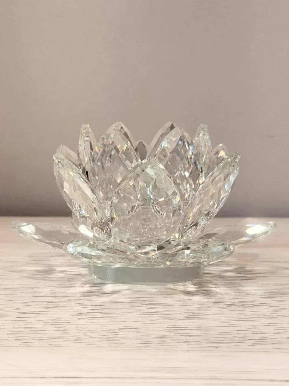 Large JM by Julien Macdonald Crystal Lotus Flower Votive TeaLight Candle Holder